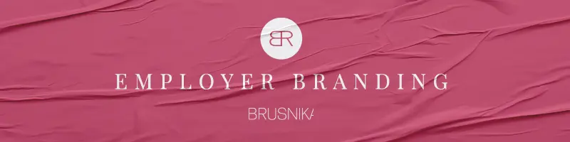 Überschrift "Employer Branding" auf rosa-rotem Hintergrund (Brand-Farbe von Brusnika. Brand Kitchen)