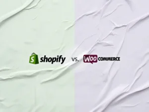 Ein Banner zeigt shopify vs. woocommerce vergleich 2026