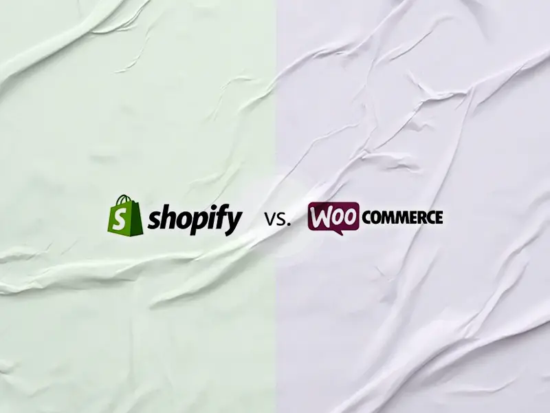 Ein Banner zeigt shopify vs. woocommerce vergleich 2026